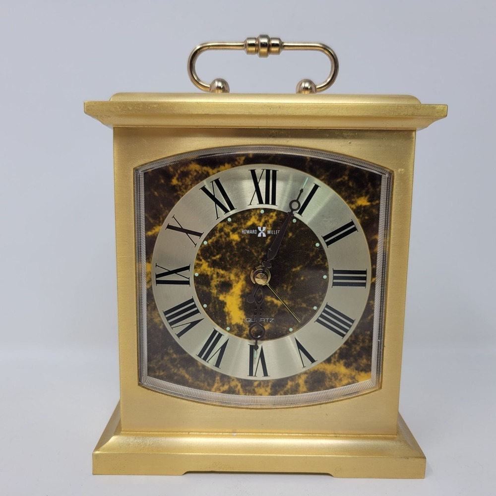 Howard Miller Quartz Mantel Clock 4RE603 Gold & Black Roman Numerals‎